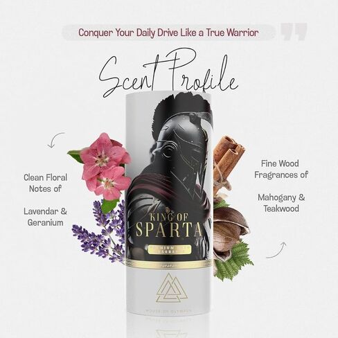 King of Sparta معطر الهواء المعلق للرجال ، فقط الزيوت العطرية الطبيعية - ناشر هواء السيارات الفاخرة بواسطة House of Olympus - مصنوعة في الولايات المتحدة الأمريكية in Saudi Arabia