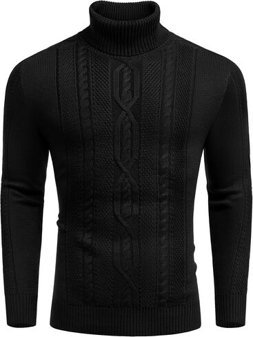 COOFANDY Men's Turtleneck Sweater Slim Fit Casual Warm Twisted Knitted Pullover Sweaters in Saudi Arabia