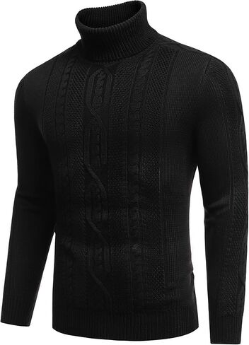 COOFANDY Men's Turtleneck Sweater Slim Fit Casual Warm Twisted Knitted Pullover Sweaters in Saudi Arabia