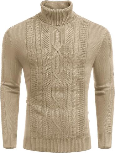 COOFANDY Men's Turtleneck Sweater Slim Fit Casual Warm Twisted Knitted Pullover Sweaters in Saudi Arabia