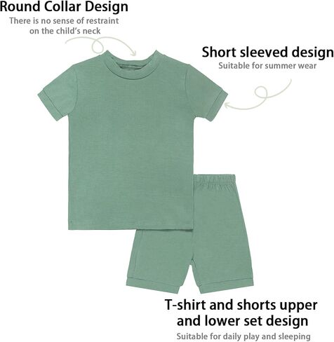 GUISBY Rayon Made from Bamboo Baby Toddler Kids Short Sleeve Top and Shorts Sets Pajamas for Boy Girl in Saudi Arabia