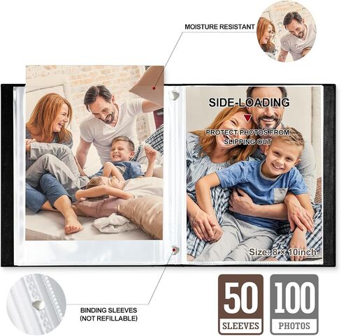 LANPN Photo Album Scrapbook 8x10 ، Linen Hard Cover Archival Acid Top Load Book Book Book with Sleeves الذي يحمل 52 صورة رأسية فقط 8 × 10 (Beige) in Saudi Arabia
