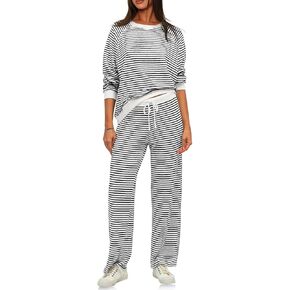 Tankaneo Womens Sweatsuits 2 Piece Sets Striped Long Sleeve Sweatshirt Wide Leg Pants Tracksuit Lounge Set in Kuwait