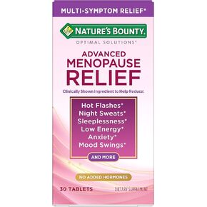 Nature's Bounty Optimal Solutions Advanced Menopause Relief for Menopause Support, Menopause Vitamins for Women, No Added Hormones, Drug-Free, 30 Tablets, 30 Total Servings
