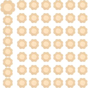 50 Pieces Nipple Pasties for Women, Self-Adhesive Nipple Covers Pasties Breast Cover Disposable Nipple Breast Pads Stickers No Show Bra Pad, Flower Nude