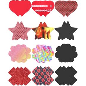 12 Pairs Colorful Nipple Pasties Glitter Rave Accessories Fun Sexy Party Nipple Covers Stickers