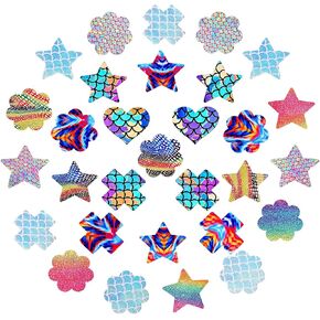 SATINIOR 15 Pairs Glitters Nipple Cover Pasties Disposable Nipple Covers No Show Satin Breast Stickers Self Adhesive Bra Pasties for Women Rave Party