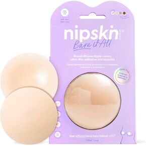 Bare It All Ultra-thin, Adhesive, And Reusable Round Silicone Nipple Covers for Women - Medium Chantilly