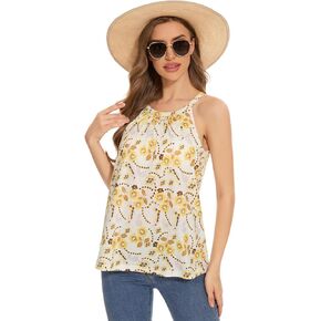 Rosyline Women Camisole with Built in Bra Summer Halter Tank Top Casual Loose Fit Shirts