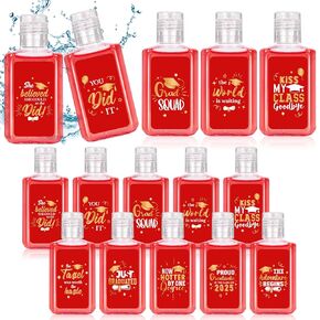 50 Pack Graduation Mini Hand Sanitizer Bulk Graduation Gift for Teacher Classmates 1fl oz Travel Size Hand Sanitizer Graduation Hand Soap Gifts for Graduation Party Favors Supplies (Red)