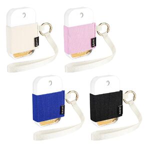 Hand Sanitizer Spray Sleeve Compatible with T0uch-land, 3 Elastic Handsanitizer Travel Size Holder with Keychain and Wrist Strap for t0uch'land Case for Glow Mist and Power Mist(Leopard)