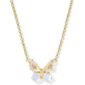 قلادة قلادة قصيرة من Kendra Scott Bianca Butterfly ، نحاس مطلي بالذهب 14K ، مجوهرات أزياء للنساء ، مزيج أبيض قزحي