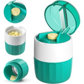 3-in-1 Pill Crusher and Pill Cutter with Storage Compartment for Tablets, Pill Grinder Fine Powder, Pill Cutter Splitter for Small or Large Pills