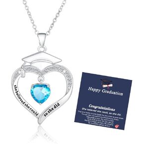 Graduation Gifts for Her Graduation Necklace 2025 Birthstone CZ Heart Pendant Class of 2025 College Graduation Friendship Gifts for Her