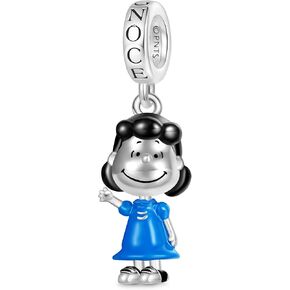 GNOCE Peanuts Lucy Pendant Dangle Charm Bracelet for Women, S925 Sterling Silver Dangle Charms for Women Wife, Valentine‘s Day, Mother’s Day Jewelry
