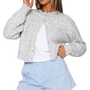 Womens Y2K Cardigan Sendents Long Sleeve Open Front Button Down Crop Sweater Solid Slost Pullover Tops Tops Tops