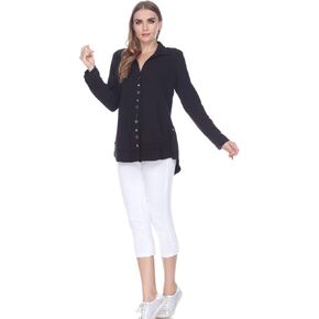 Neon Buddha Women's Stepping Out Shirt Sweater, White, Large