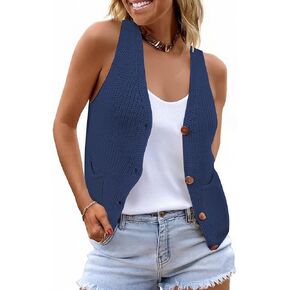 NASKY Women's V-Neck Sleeveless Sweater Vest - Versatile Pocket Design, Ideal for Spring & Fall Layering or Standalone Wear in Saudi Arabia