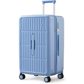 70/30 Split Open 26 Inch Checked Luggage with Spinner Wheels,Travel Suitcase with Adjustable Velcro for Flexible Large Capacity,Hardside Suitcase for Men Women,for 20+Days Travel,Cheese Yellow