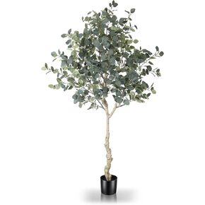 6ft Artificial Eucalyptus Tree in Plastic Nursery Pot, Tall Faux Eucalyptus Stems Fake Plants with 846 Silver Dollar Leaves, Artificial Trees for Office House Living Room Home Decor Indoor