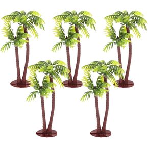 Amosfun 5Pcs Plastic Coconut Palm Model Trees Artificial Trees Miniature Plant for Cake Decorations Pots Bonsai Craft Micro Landscape DIY Decor