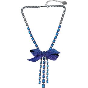 Betsey Johnson Womens Pavé Bow Y Necklace