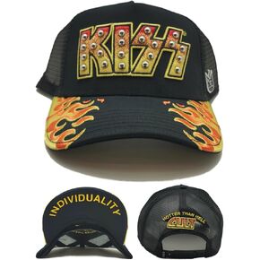 Cult of Individuality New KISS Flames Mesh Trucker Black Red Yellow Era Snapback Hat