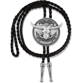 LAXPICOL Vintage Retro Bolo Tie For Men Round Bull Longhorn Western Cowboy Bolo Tie Fashion Men's Accessary