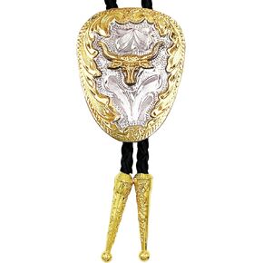 Selovo Western Native American Longhorn Bull Bolo Tie للرجال جلد حقيقي