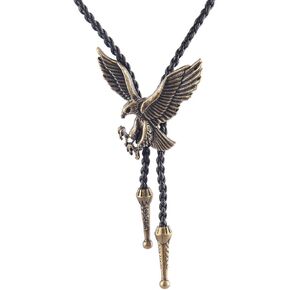 AZORA Eagle Bolo Tie for Men Native American Indian Leather Cowboy Necktie Mens Leather Bola Necklace Gifts for Him