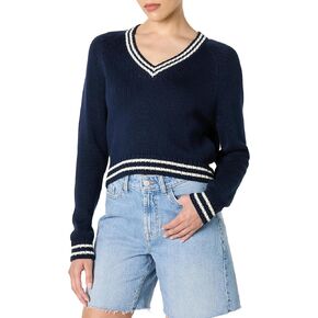 The Drop Women's Standard Montie V-Neck Cropped Pullover