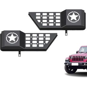 Front Door Pocket Metal Storage Box for Jeep Wrangler JL JLU 4XE 2018-2025 & Gladiator JT 2020-2022 2023 2024 2025 Accessories Door Storage Organizer(Not Power Seat) (Grille Black Front Door)