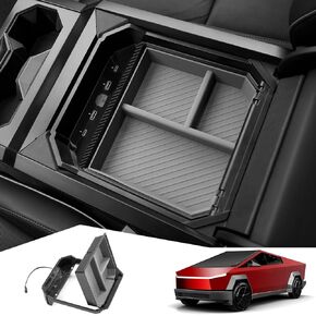 Center Console Organizer Tray Compatible with Tesla Cybertruck 2024,Armrest Storage Tray with USB Expansion Docks for Cybertruck Accessories