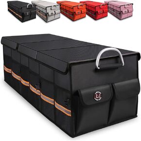 Trunk Organizer Cargo Organizer Trunk Storage Waterproof Collapsible Durable Multi Compartments-((Oversize,Black)