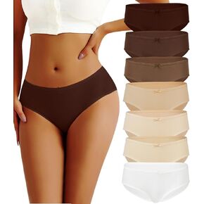 7 Pack Womens Cotton Underwear Ladies Hipster Panties Comfy Low Rise Bikini Briefs