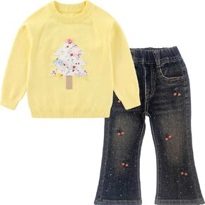 Peacolate 4-10t Spring Fall Little Big Girls 2PCS مجموعة ملابس وسروال جينز