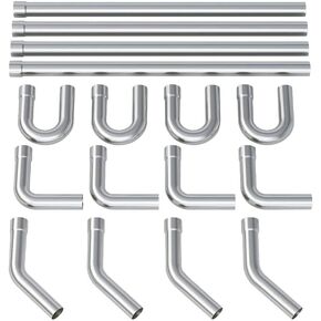 A-KARCK Mild Steel Mandrel Bends 8 Pcs, 3 Inches Mild Steel DIY Custom Exhaust Tubing Pipe Straight & U-Bend Kit, Universal Fit
