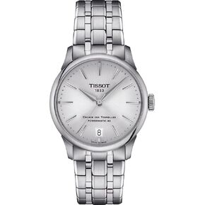 Tissot Womens Chemin des Tourelles PowerMatic 80 34 mm 316l fethes Stains Steel Watches ، الرمادي ، الفولاذ المقاوم للصدأ ، 18 (T1392071103100)
