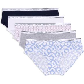 Tommy Hilfiger Women's Classic Cotton Hipster Underwear with Logo Waistband 5-Pack