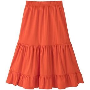 ALWAYSONE Girls' Casual Midi Skirt Soft Cotton Maxi Skirts Long Skirt with Elastic Waist for Girls 3-14 Year（XS-2XL）