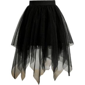Floerns Girl's Mesh Overlay Tutu Skirt Hanky Hem Princess Midi Tulle Skirts