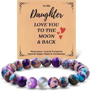 Mothers Day Gifts from Daughter Son Birthday Gifts for Mom, Green Natural Stone Jade and Love Moonstone Bracelet for Women, Unique Gifts for Mama in Saudi Arabia