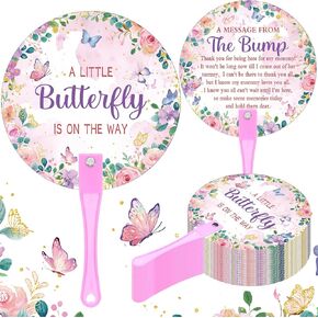 50 Pcs Baby Shower Party Favors for Guests on Baby Thank You Fans Cute Handheld Plastic Fans Gifts for Girl Boy Gender Reval Party Favors(Green Leaf)