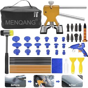 Auto Paintless Dent Removal Tools, 39 PCS Car Dent Repair Kit with Glue Gun, Minor Dent and Deep Dent Removal Suction Cup Dent Puller (Gold-Repair Pen and Hammer)