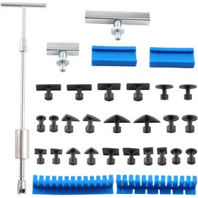 maXpeedingrods Car Dent Puller Kit, Auto Body Dent Repair Kit for Dent Removal, Slide Hammer T-bar Dent Puller with 24 PC Puller Tabs, for Car Refrigerator Metal Surface Dent Remover, 31 PCS