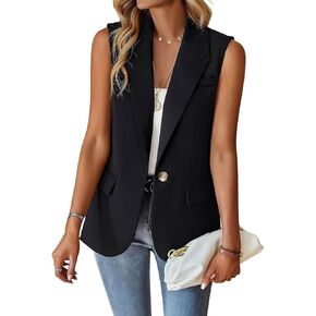utcoco Women's Casual Business Blazer Vest Sleeveless Open Front Blazer Waistcoat with Pockets