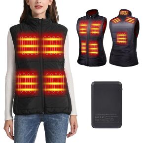 Women Heated Vest with 10000mAh Power Bank - Sleeveless Heating Vest for Women, 8 Fast-Heating Zones