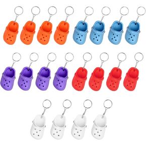 20Pcs Silicone Shoe Keychain, Mini Croc Silicone Slippers Little Shoes Backpack Keychain with Charms for Backpack Purse Luggage 1.4 x 3.0In