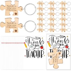 Remuuly Thank You Teacher Gifts Wooden Keychains with Appreciation Cards for teacher's Day Appreciation Week Graduation Gifts