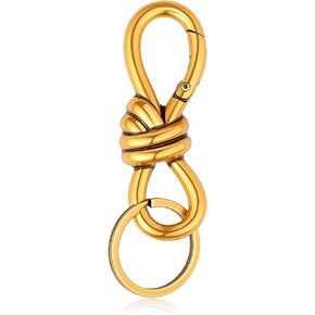 Gold Twist Knot Clasp Bag Charm Keychain D-Ring Keychain Trending Luxury Purse Fashion Accessory Heavy Duty Spring Snap Hook